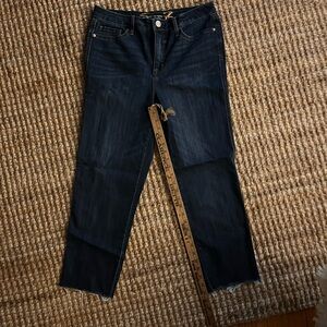 Seven7 Deep Indigo Cropped Jeans Raw Hem Size 8